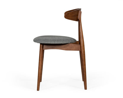 Modrest Prospect Modern Grey Fabric and Walnut Dining Chair