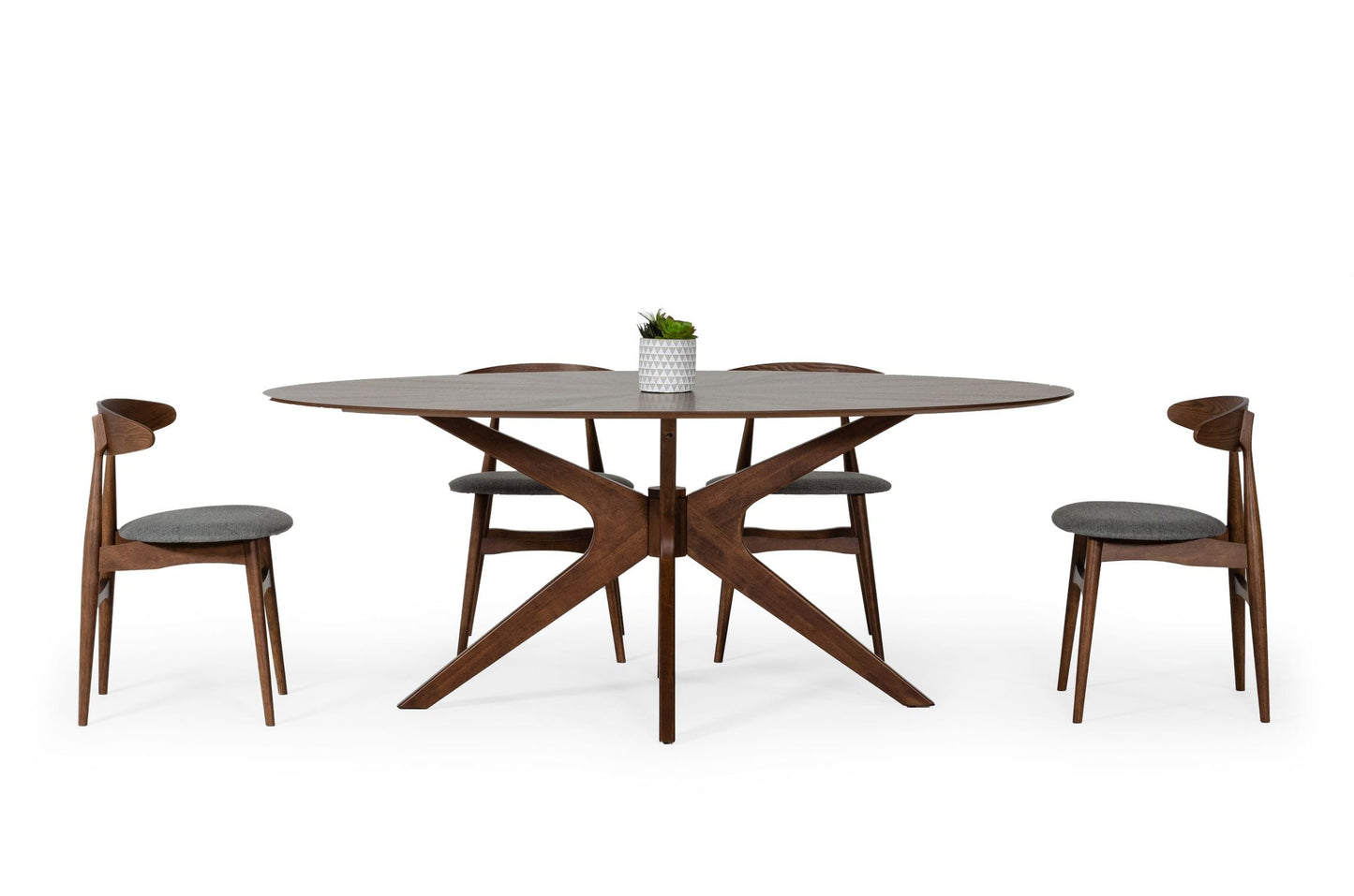 Modrest Prospect Modern Oval Walnut Dining Table