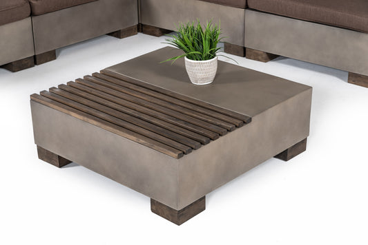 Modrest Delaware Modern Concrete Modular Sectional Sofa Set with Square Coffee Table