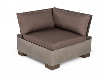 Modrest Delaware Modern Concrete Modular Sectional Sofa Set with Square Coffee Table