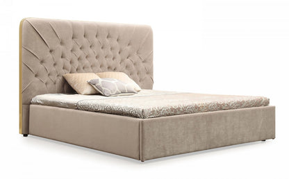 Modrest Moontide Glam Beige Velvet and Brushed Brass Bedroom Set