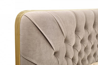 Modrest Moontide Glam Beige Velvet and Brushed Brass Bedroom Set