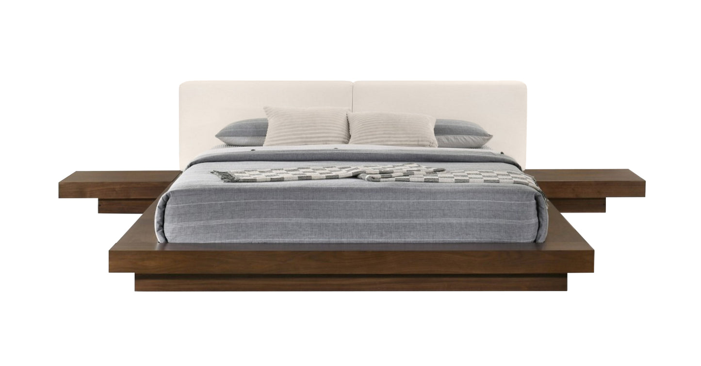 Modrest Tokyo Contemporary Walnut and White Platform Bed
