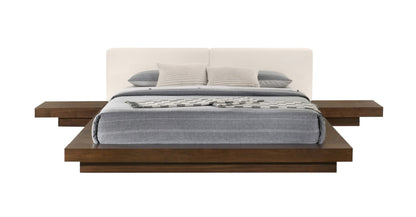 Modrest Tokyo Contemporary Walnut and White Platform Bed