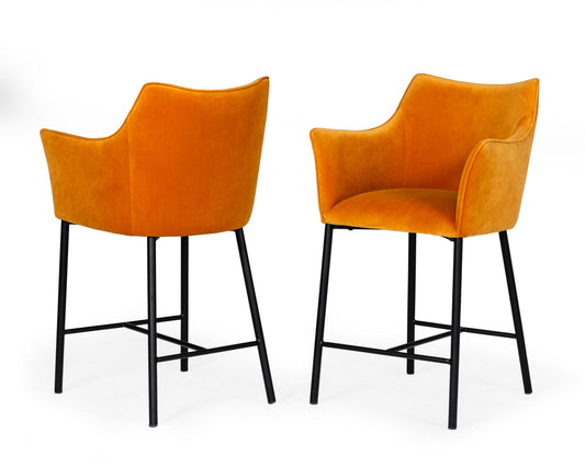 Modrest Exodus Modern Orange Velvet Counter Stool