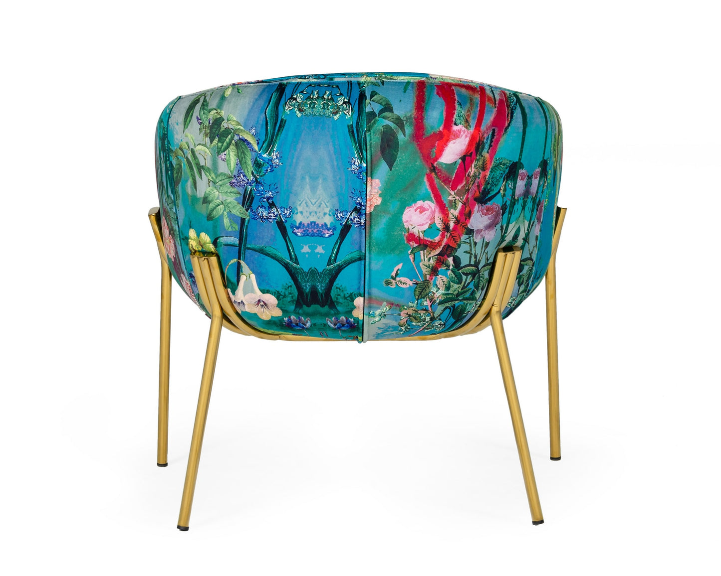 Modrest Falco Contemporary Floral Velvet and Gold Accent Chair