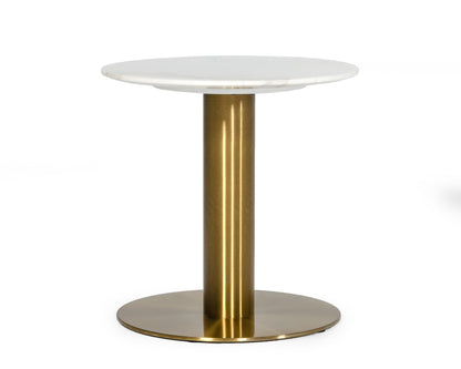 Modrest Fairway Glam White Marble and Brushed Gold End Table