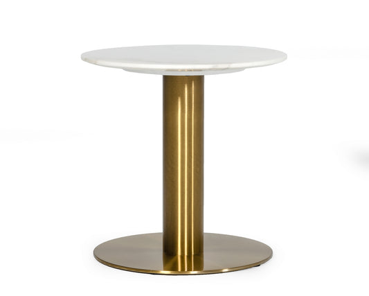 Modrest Fairway Glam White Marble and Brushed Gold End Table