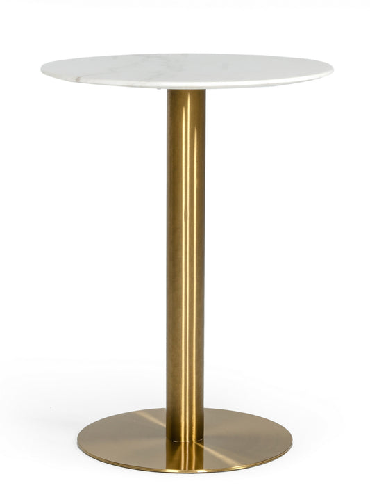 Modrest Fairway Glam White Marble and Brushed Gold Bar Table
