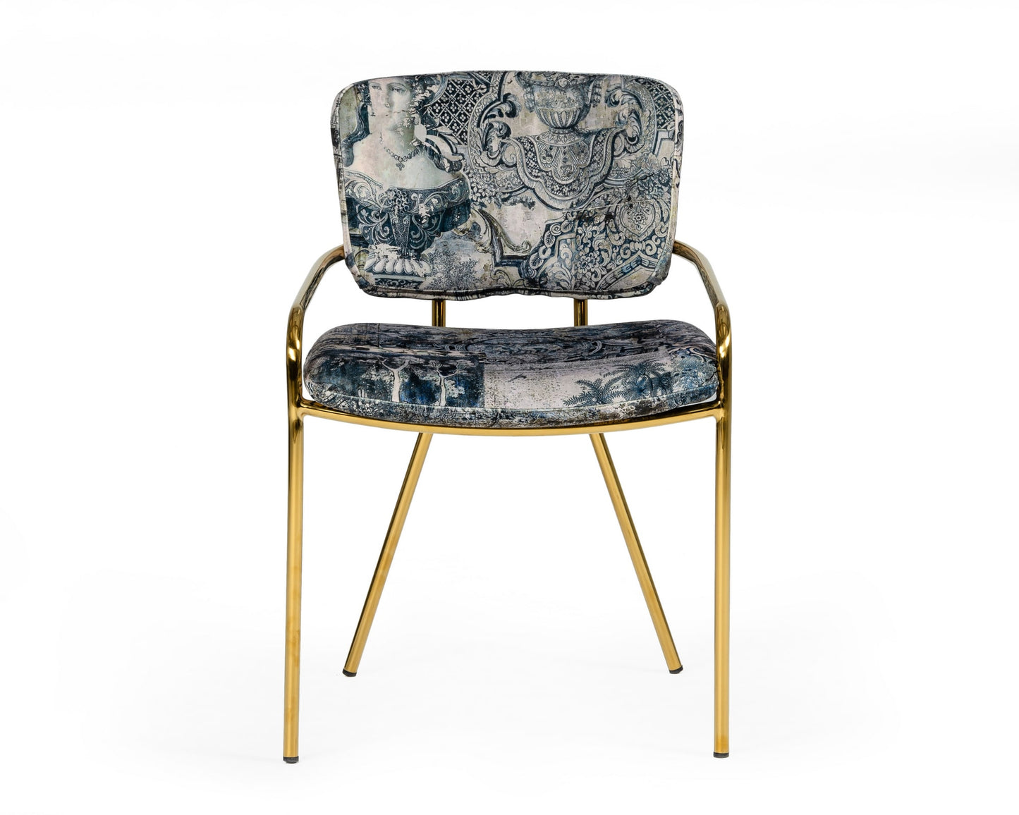 Modrest Farnon Modern Patterned Velvet and Gold Dining Chair