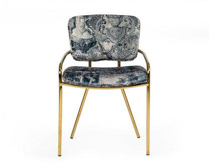 Modrest Farnon Modern Patterned Velvet and Gold Dining Chair