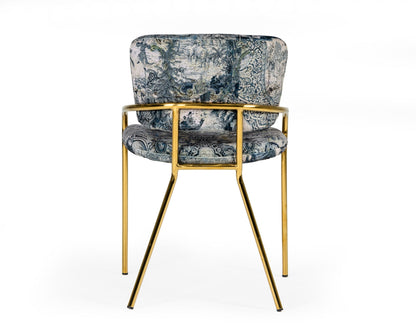 Modrest Farnon Modern Patterned Velvet and Gold Dining Chair