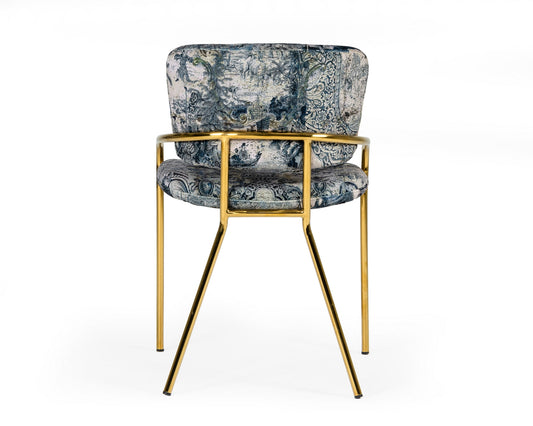 Modrest Farnon Modern Patterned Velvet and Gold Dining Chair