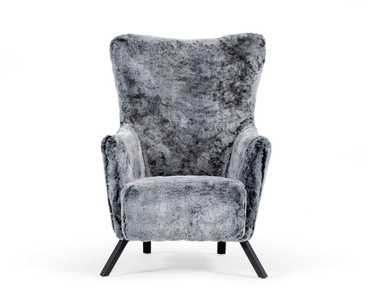 Modrest Findon Glam Grey Faux Fur Accent Chair