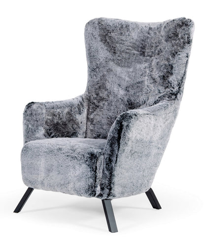 Modrest Findon Glam Grey Faux Fur Accent Chair