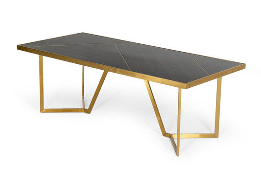 Modrest Nolte Glam Black Zebrawood and Gold Dining Table