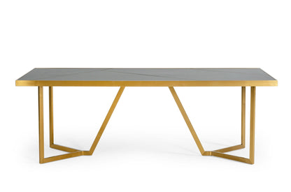 Modrest Nolte Glam Black Zebrawood and Gold Dining Table