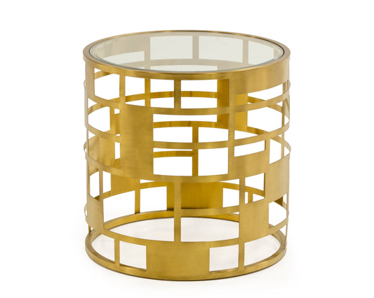 Modrest Kudo Glam Clear Glass and Gold Glass End Table