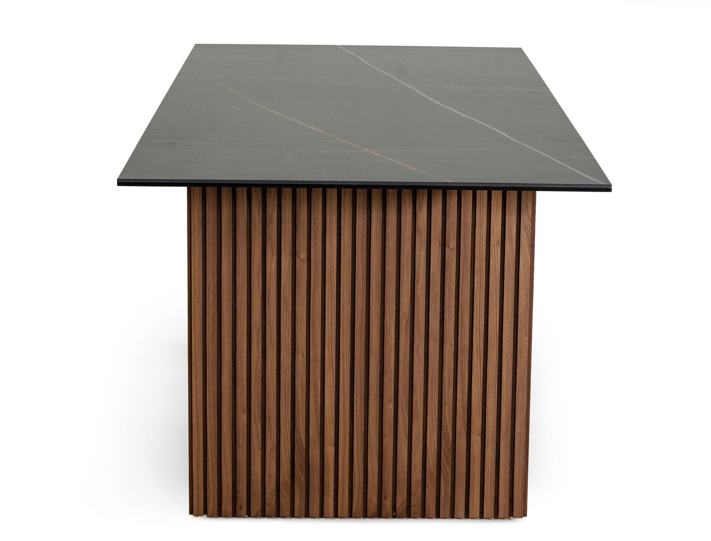 Modrest Maggie Modern Walnut and Black Ceramic Top Dining Table