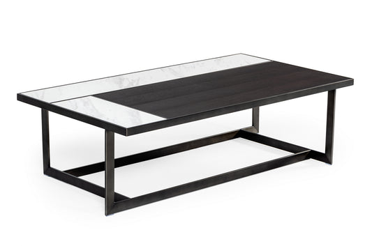 Modrest Fargo Modern Ceramic and Grey Walnut Coffee Table