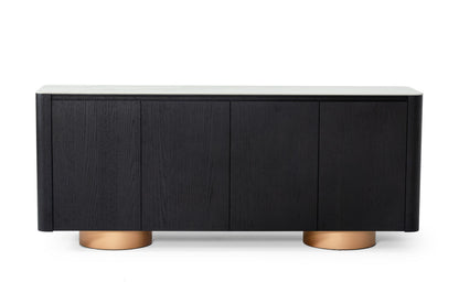 Modrest Peak Modern White Ceramic/Black Oak/Rosegold Buffet