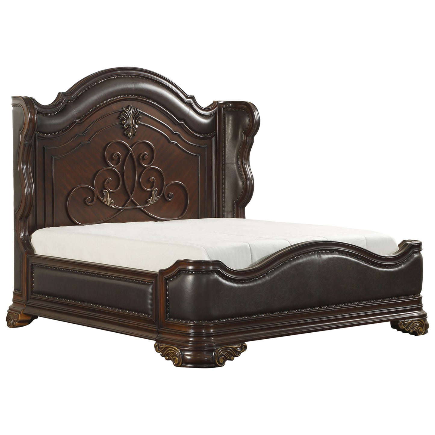 Homelegance Queen Bed Royal Highlands Dark Cherry Finish 1603-1