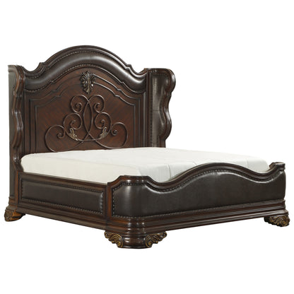 Homelegance Queen Bed Royal Highlands Dark Cherry Finish 1603-1