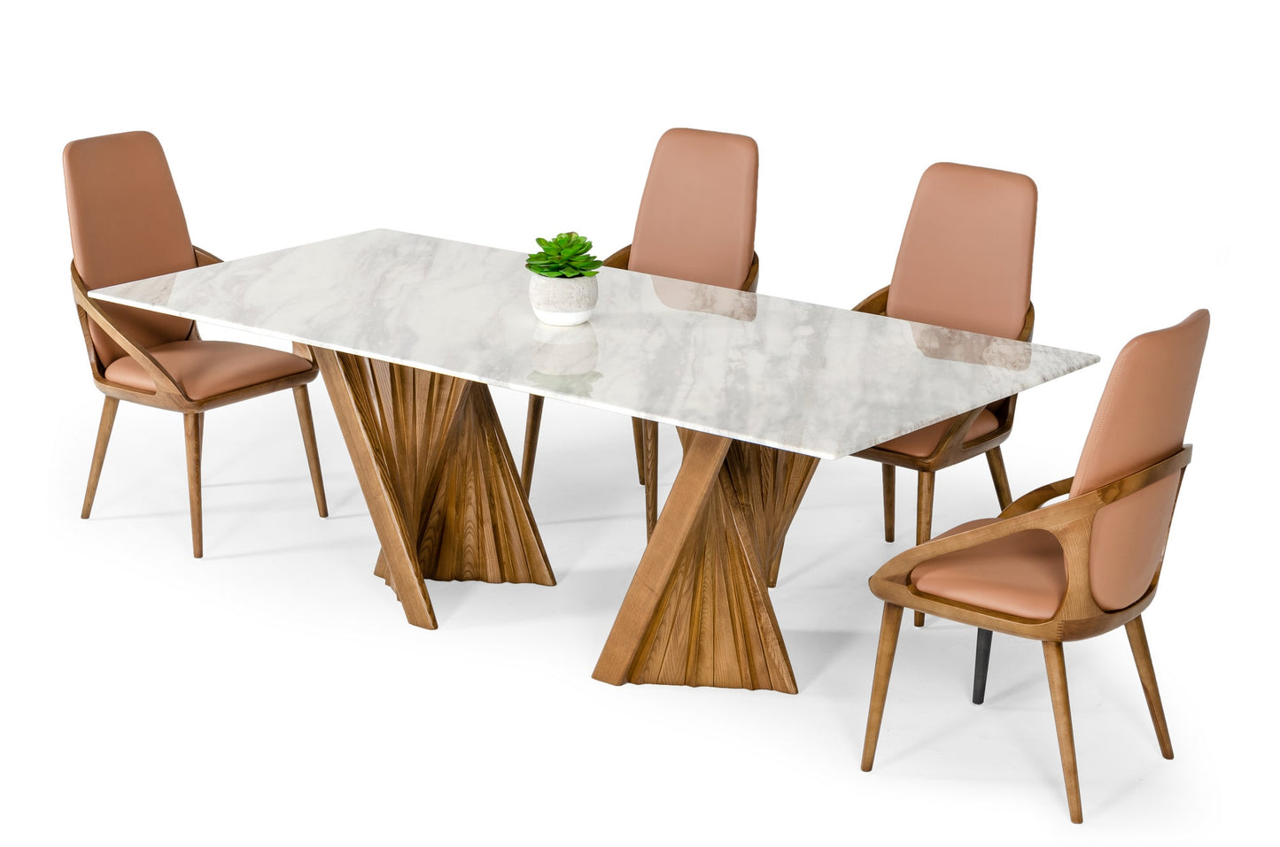 Modrest Cadence Modern Walnut and Marble Dining Table