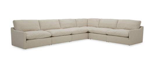 Divani Casa Fedora Modern White Fabric Sectional Sofa Ottoman