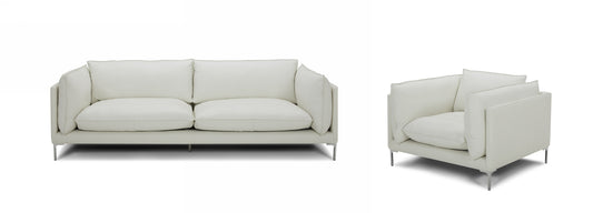 Divani Casa Harvest Modern White Full Leather Sofa Set