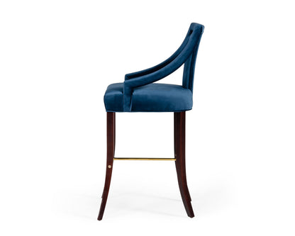Modrest Kimball Glam Blue Velvet Bar Stool