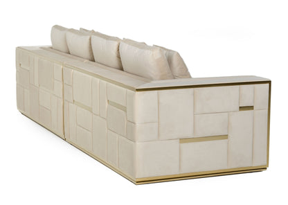 Divani Casa Mobray Glam Beige and Gold Fabric Sofa