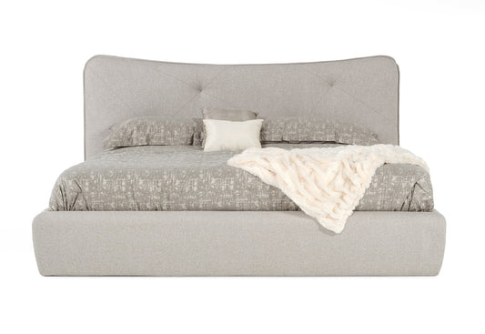 Modrest Alessia Queen Italian Modern Light Grey Upholstered Bed