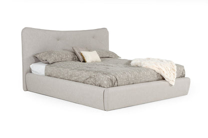 Modrest Alessia East King Italian Modern Light Grey Upholstered Bed