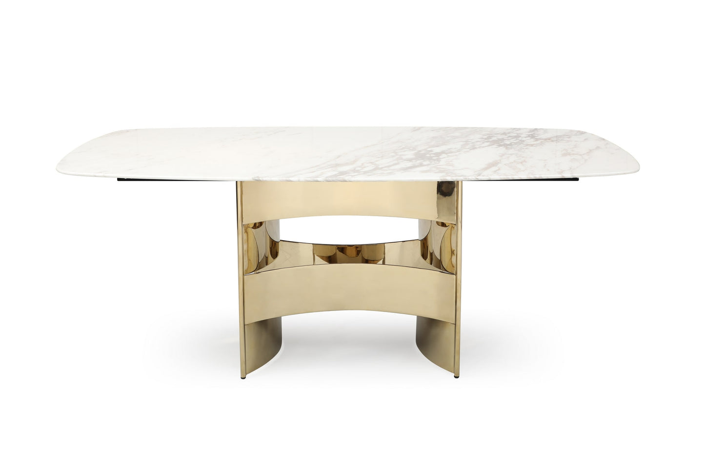 Modrest Marmot White Marble and Champagne Gold Dining Table