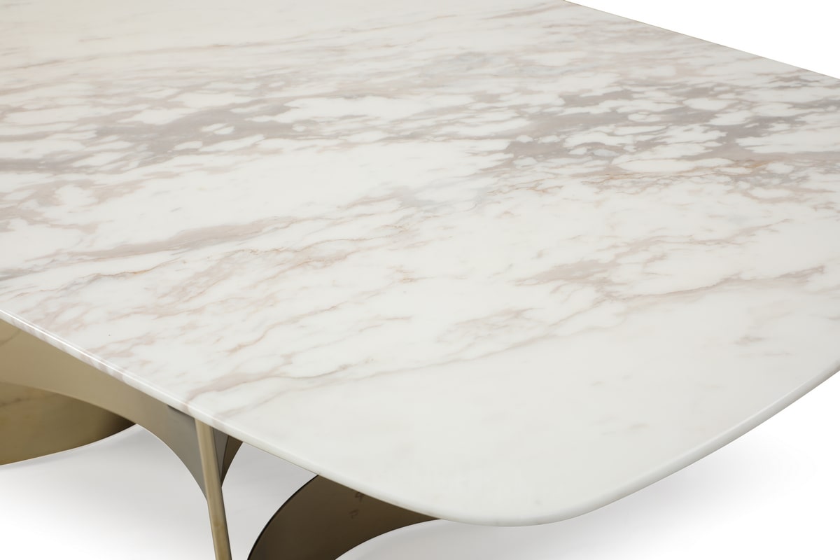 Modrest Marmot White Marble and Champagne Gold Dining Table