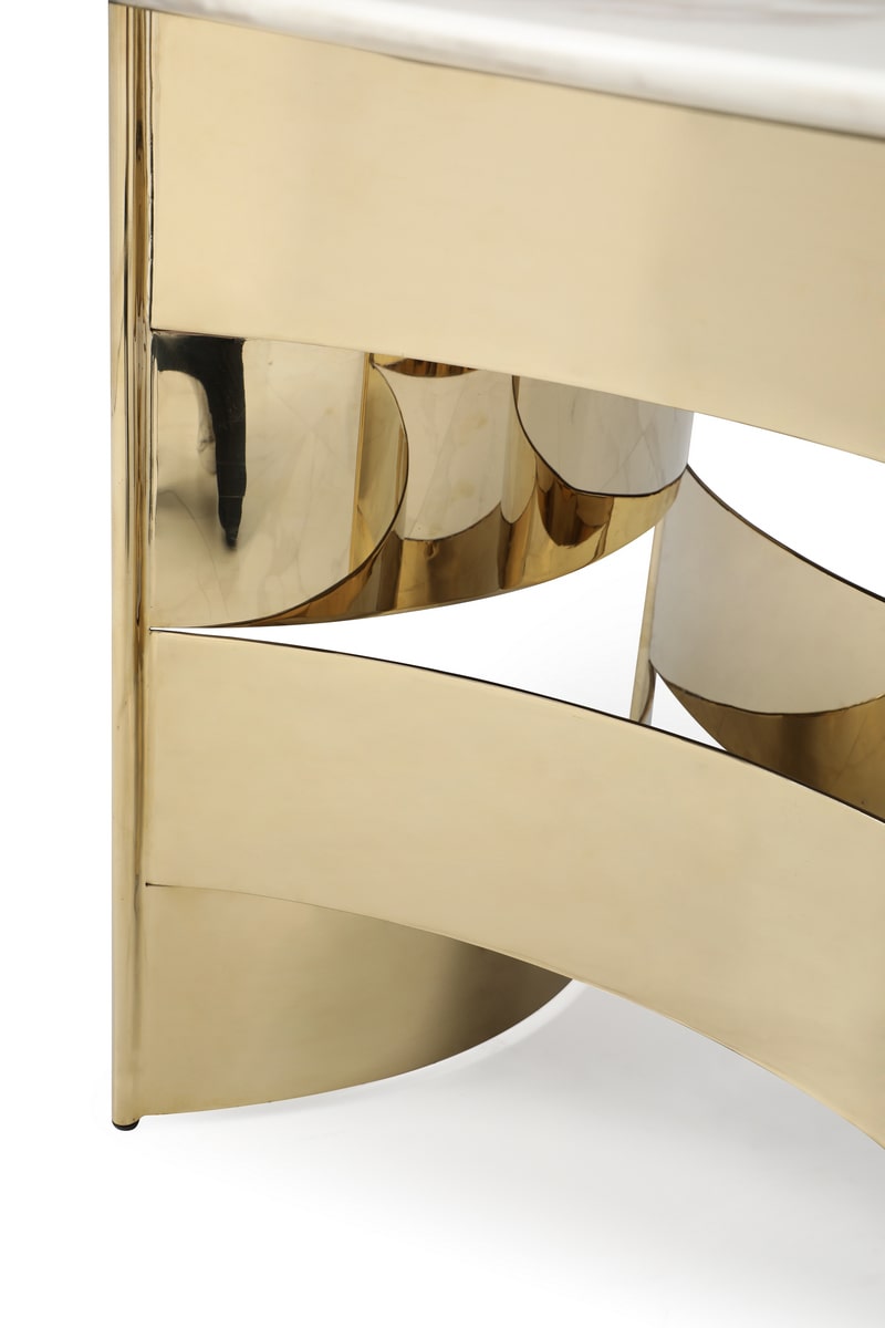 Modrest Marmot White Marble and Champagne Gold Dining Table