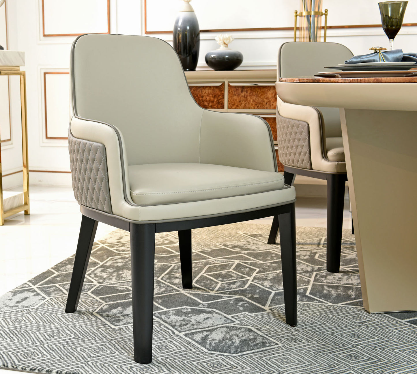 Modrest Maxwell Glam Beige and Grey Dining Chair