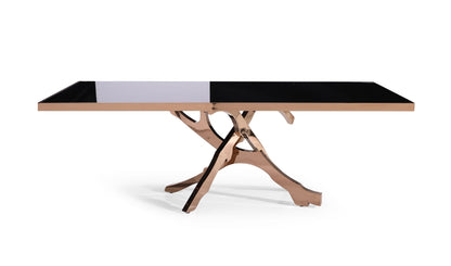 Modrest Legend Modern Black Glass and Rosegold Dining Table