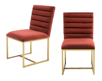 Modrest Barker Modern Red and Brush Gold Dining Chair
