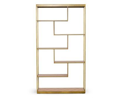 Modrest Jessica Modern Oak and Brass Bookshelf