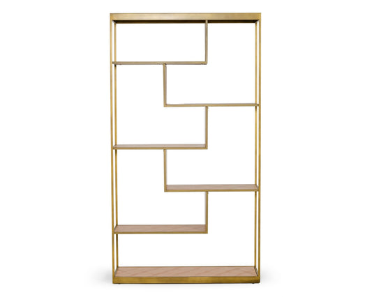 Modrest Jessica Modern Oak and Brass Bookshelf