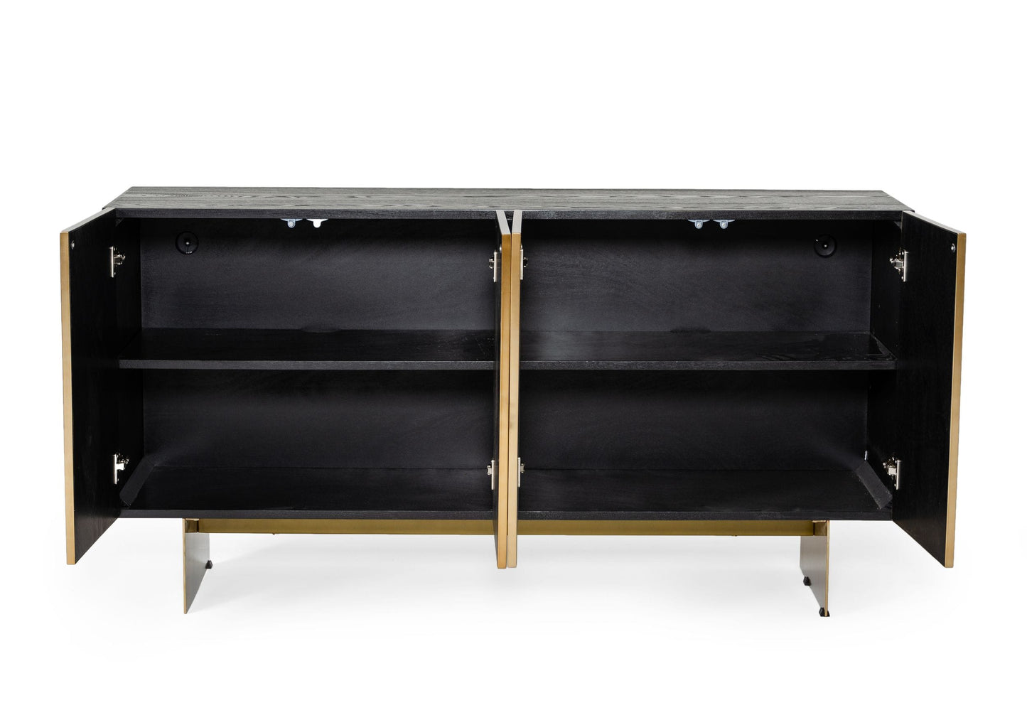 Modrest Perret Glam Black Ash and Brushed Brass Modern Buffet