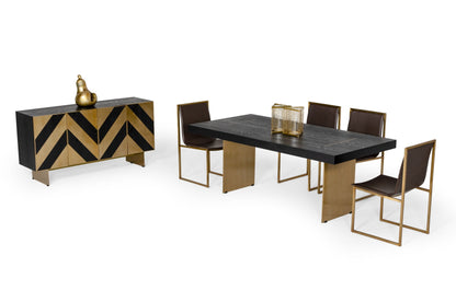 Modrest Perret Glam Black Ash and Brushed Brass Modern Buffet