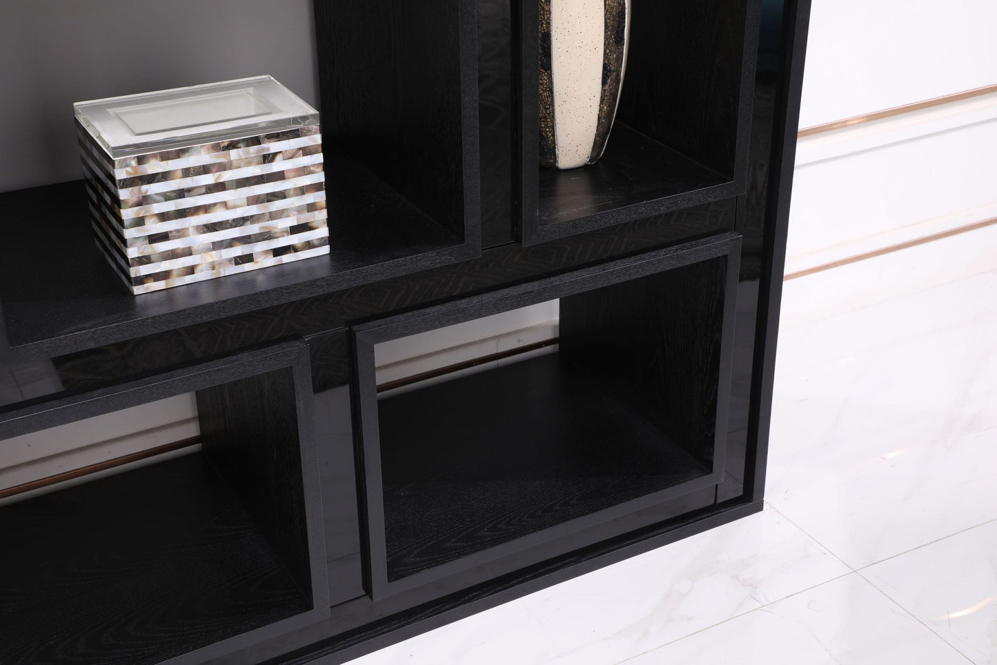 Modrest Suffolk Contemporary Black Ash Bookcase