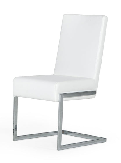 Modrest Batavia Modern White and Stainless Steel Dining Chair
