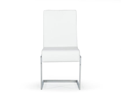 Modrest Batavia Modern White and Stainless Steel Dining Chair