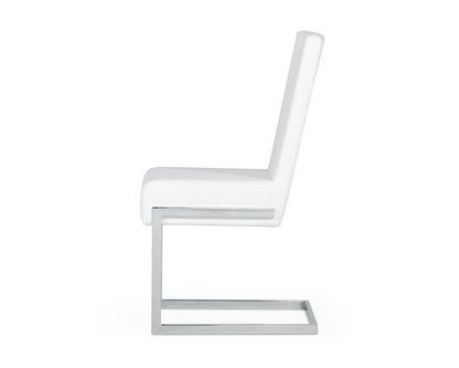 Modrest Batavia Modern White and Stainless Steel Dining Chair