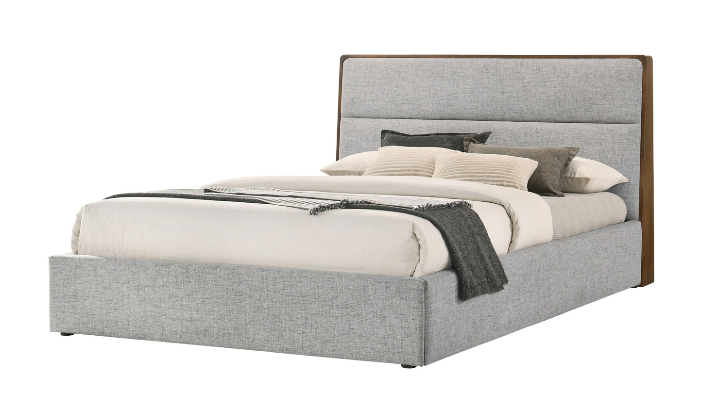 Modrest Dustin Modern Grey Fabric and Walnut Trimmed Bed