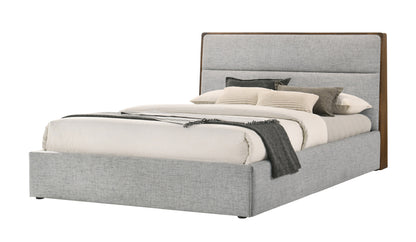 Modrest Dustin Modern Grey Fabric and Walnut Trimmed Bed
